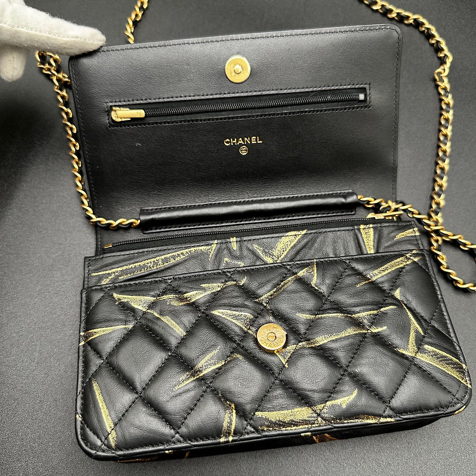 Thumbnail: Chanel Mini Rectangular Flap Bag  Black and Gold Aged Calfskin  Antique Gold