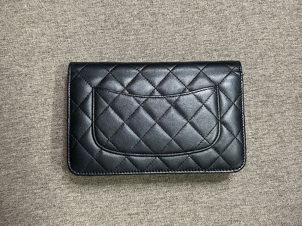 Thumbnail: Chanel Lambskin Quilted Wallet On Chain Black