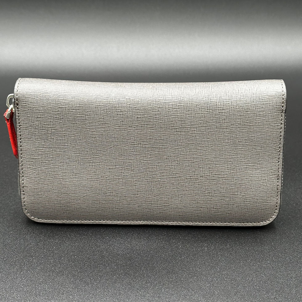 Thumbnail: Fendi Continental Monster Face Leather Wallet In Grey Pale Blue