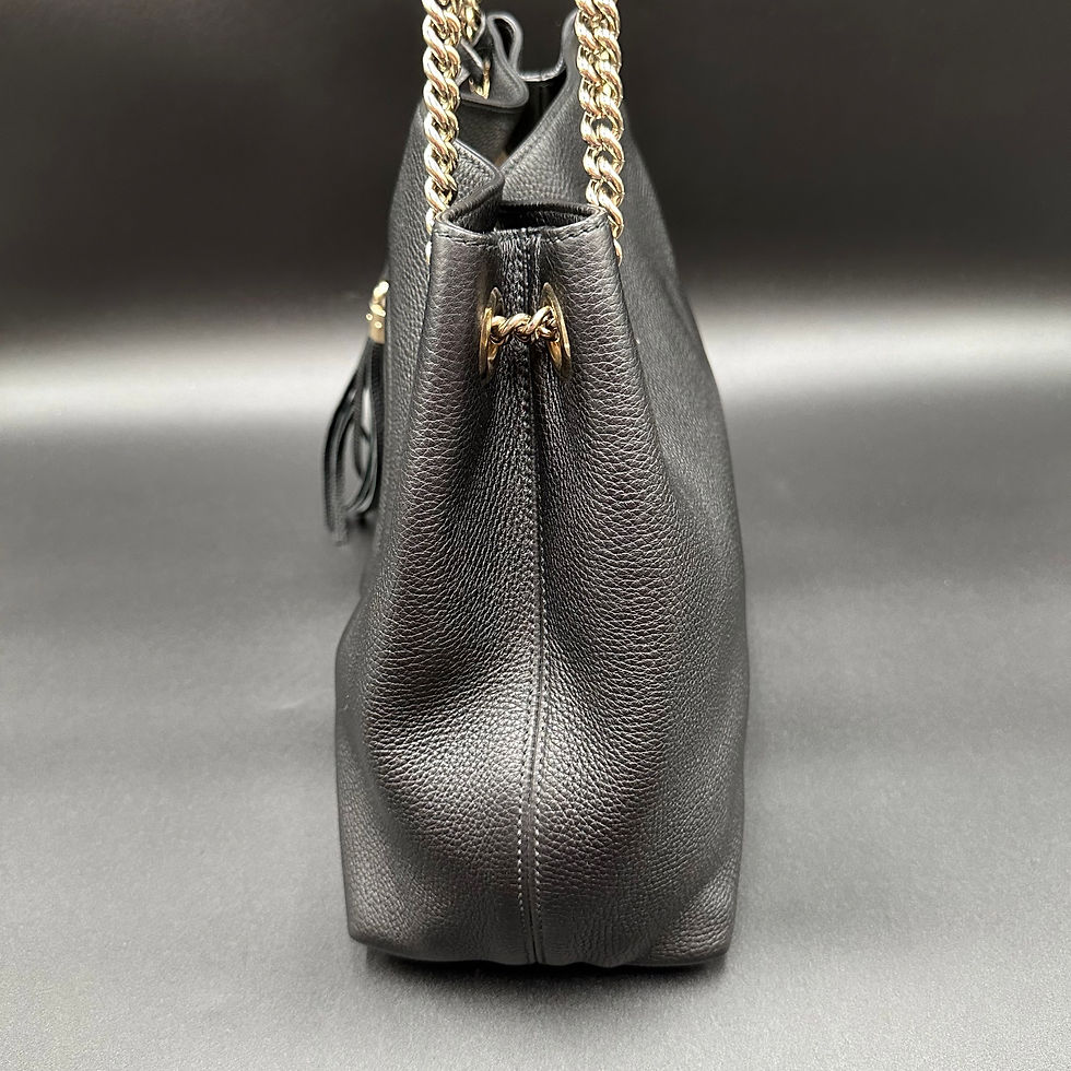 Thumbnail: Gucci Soho Chain Black pebbled leather tote