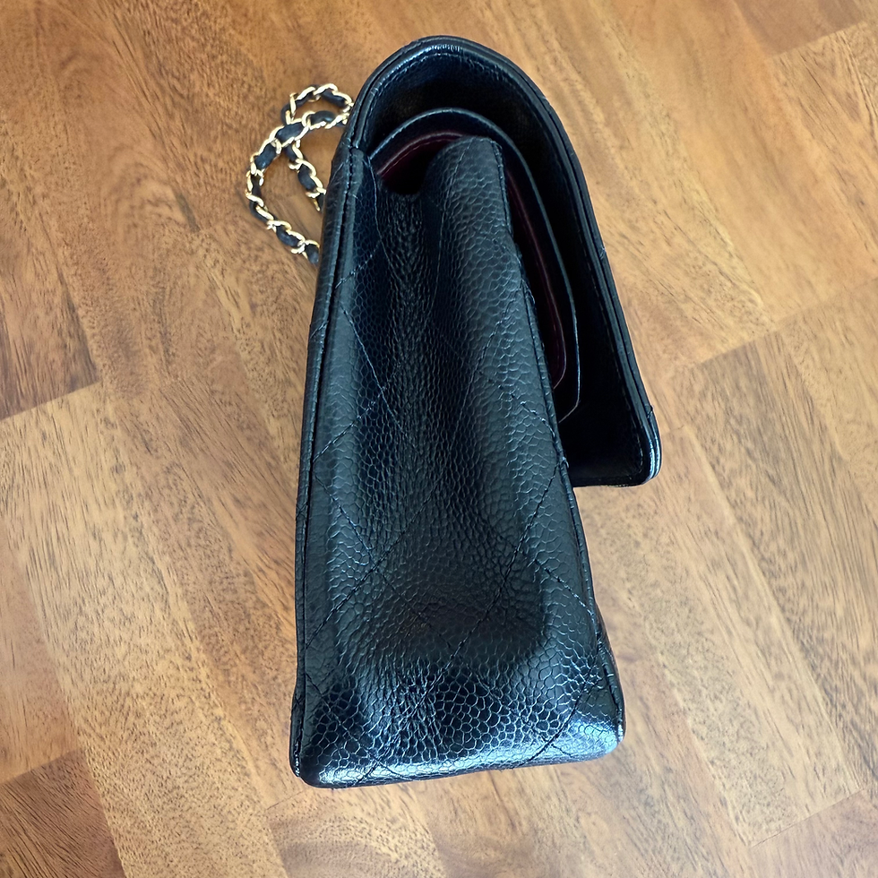 Thumbnail: Chanel Caviar Quilted Medium Double Flap in Black with Gold Hardware