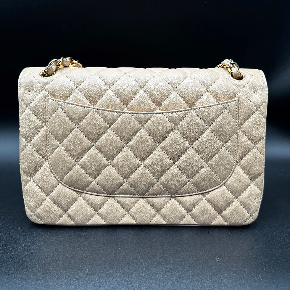 Thumbnail: Chanel Caviar Quilted Jumbo Double Flap Beige