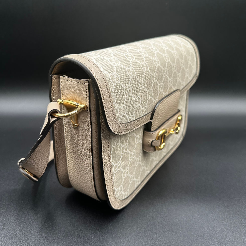Thumbnail: Gucci GG Supreme Monogram Calfskin Horsebit 1955 Shoulder Bag Beige