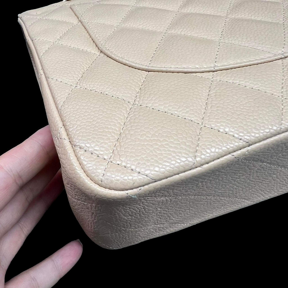 Thumbnail: Chanel Caviar Quilted Jumbo Double Flap Creme