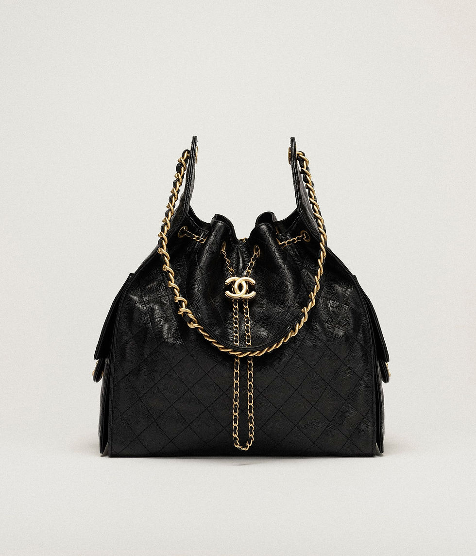 Thumbnail: Chanel 25  Black Caviar Quilted Shopping Tote