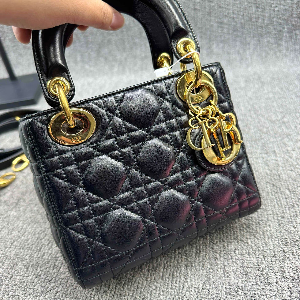 Thumbnail: Christian Dior Mini Lady Dior Cannage- black