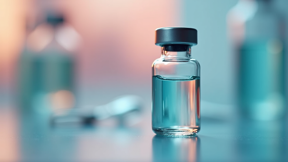 Close-up view of a vial with peptide therapy solution