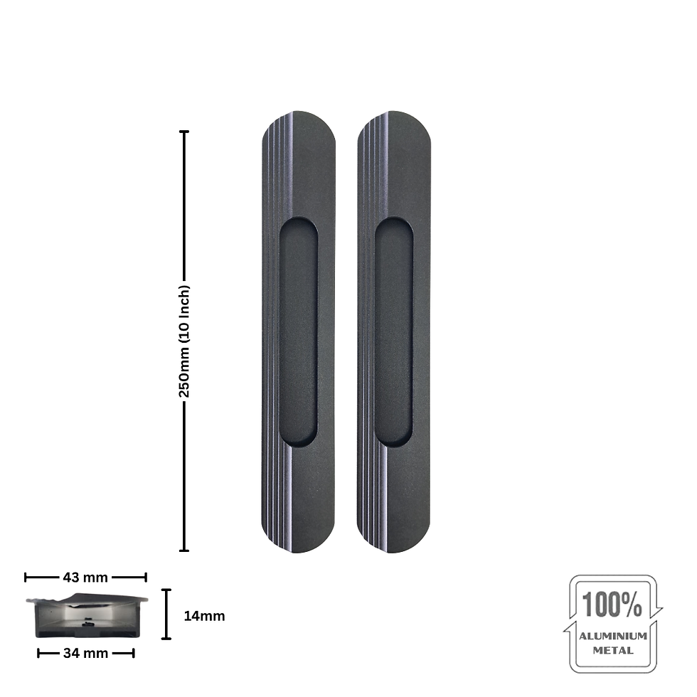 Thumbnail: Sliding wardrobe flush handle aluminum black with ergonomic grip design