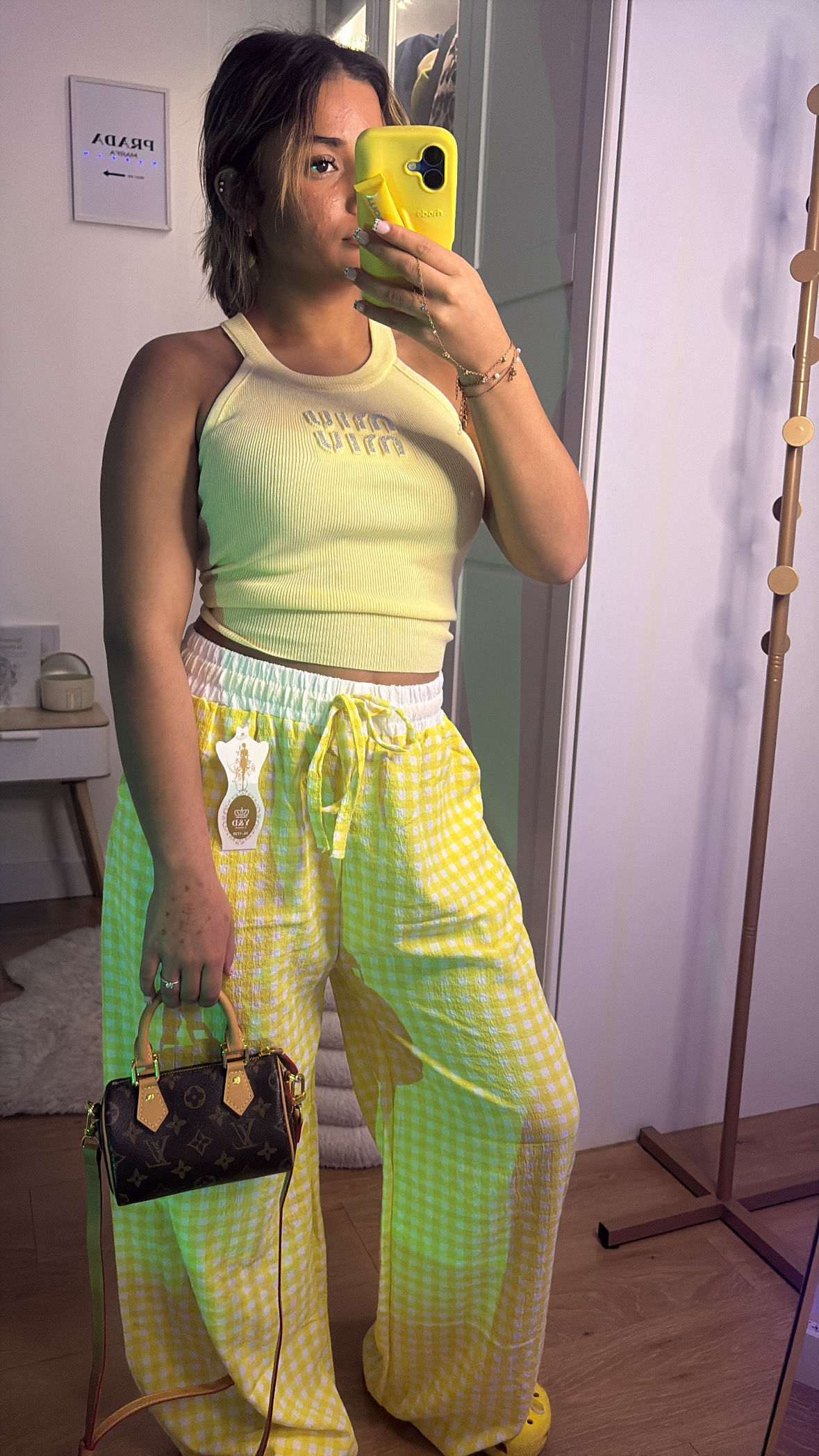 Pantalon à carreau jaune