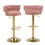 Thumbnail: George Set of 2 Bar Stools with Woven Velvet Upholstered Backrest, Height Adjust