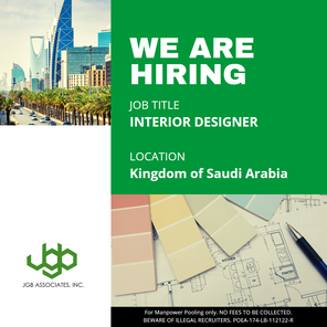 SAUDI ARABIA HIRING - INTERIOR DESIGNER