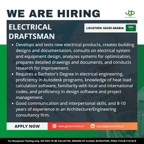 Job Opening: Electrical Draftsman (Saudi Arabia)