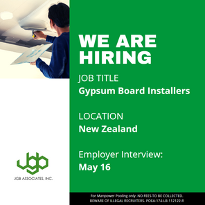 NEW ZEALAND HIRING - Gypsum Board Installers
