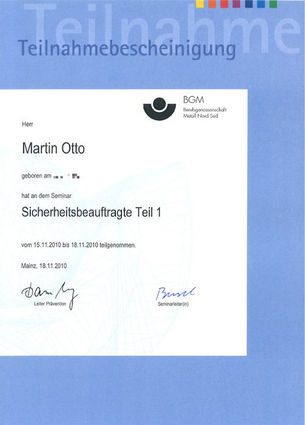 Sicherheitsbeauftragter Teil 1