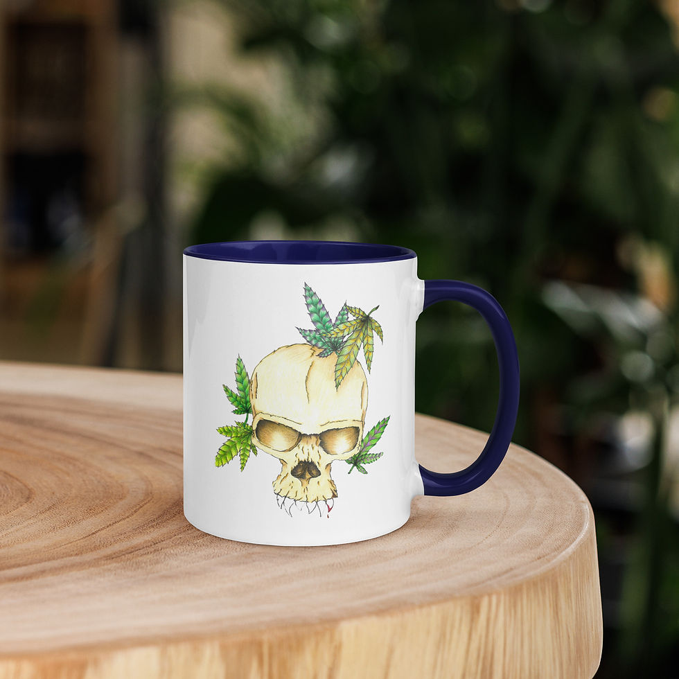 Thumbnail: Skull Pot Leaf Mug w/ Color Inside