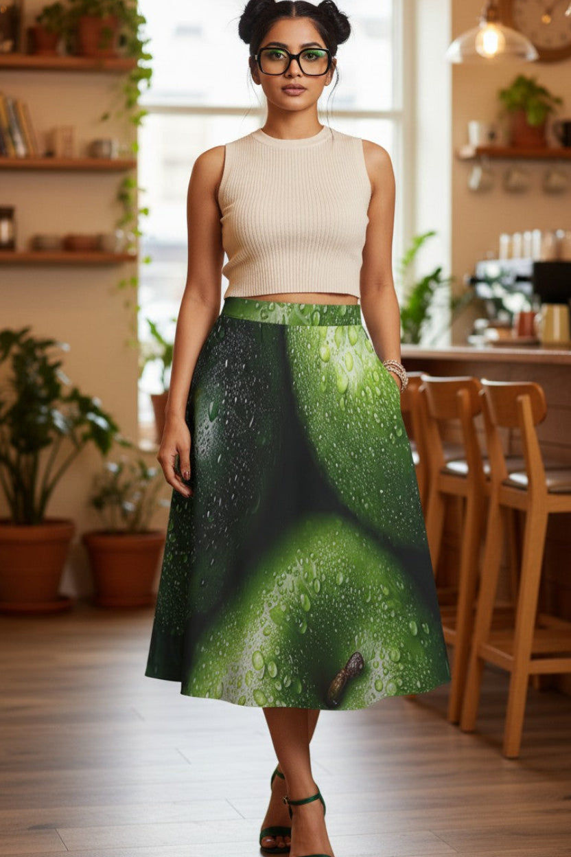 Thumbnail: Apple Showers Elastic Waist Midi Skirt