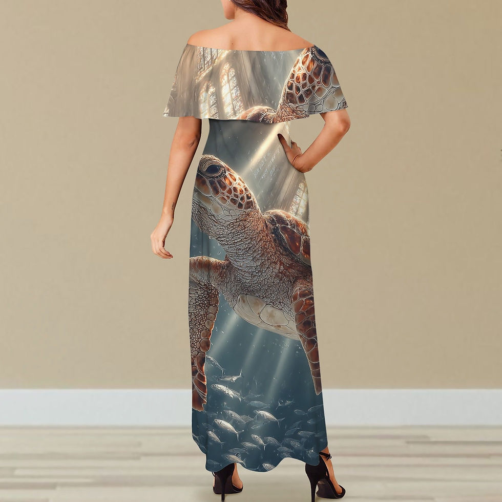 Thumbnail: Sea Turtle: The Oceanic Grace Off-Shoulder Maxi