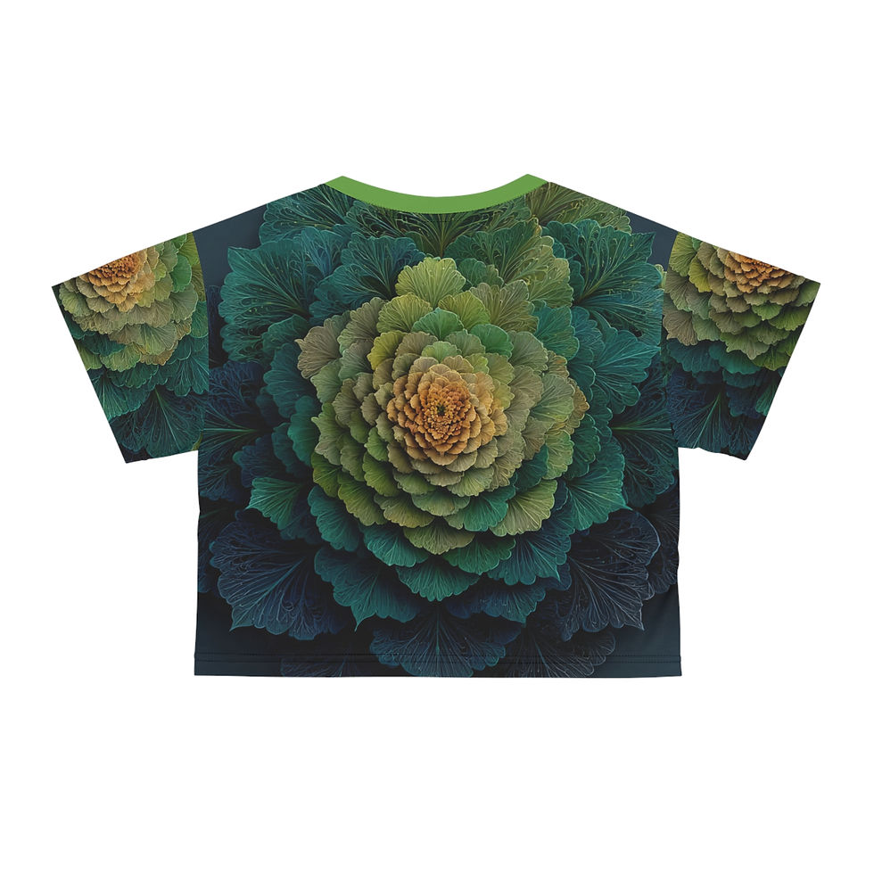 サムネイル： The Fractal Bloom – Botanical All-Over Print Crop Top