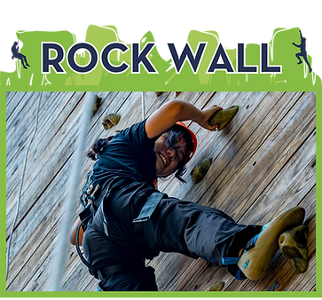 rock climbing wall at wilderness adventure with child climbing