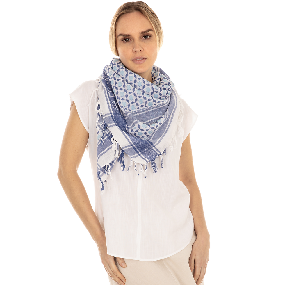 Mosaic Blue/White Sudra w/Fringes