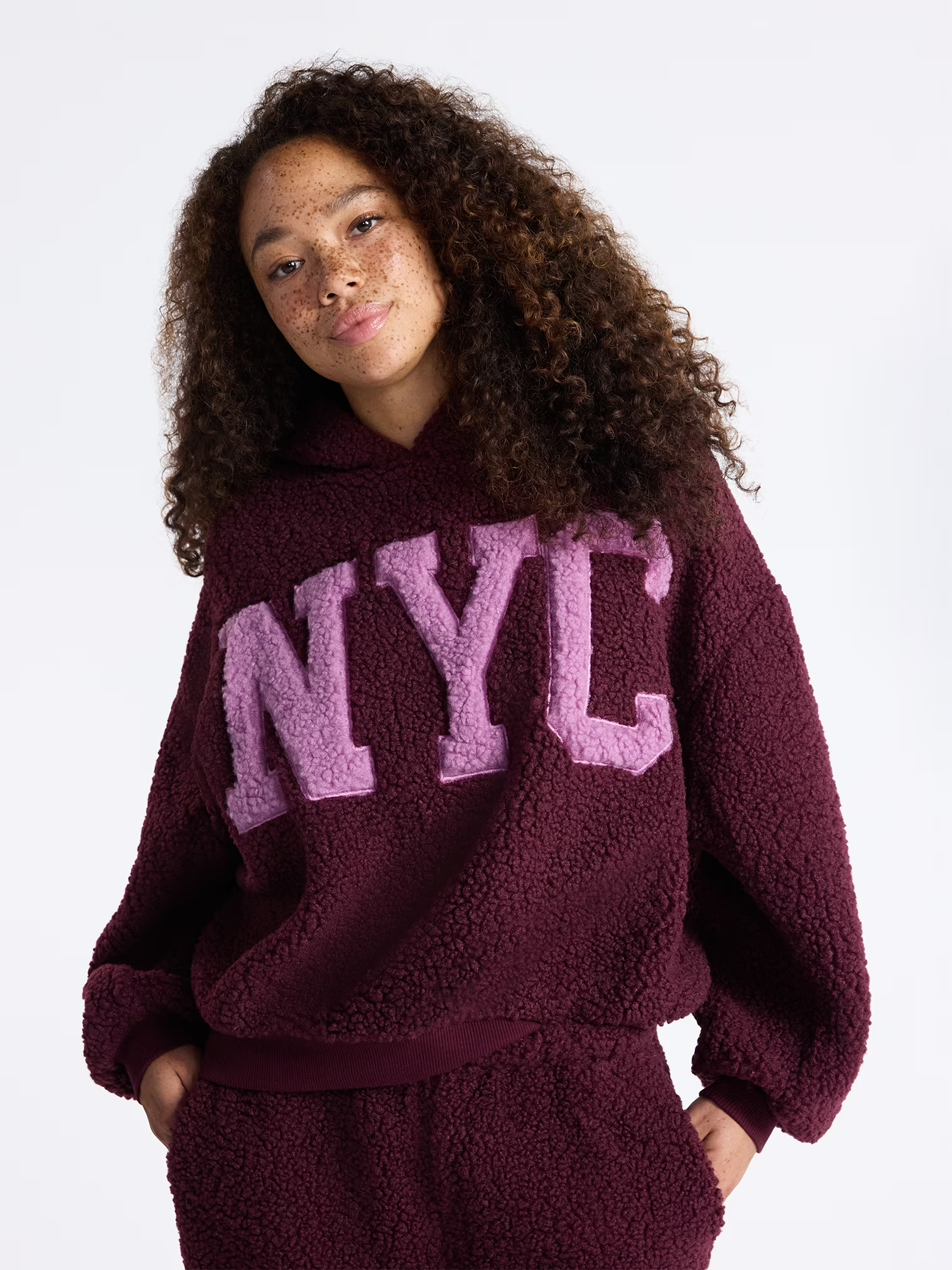 Embroidered Plush Pullover Hoodie, Women'S
