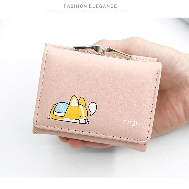 Miniature : Purses With Coin Pocket Women Small Wallets Cute Corgi Doge Design