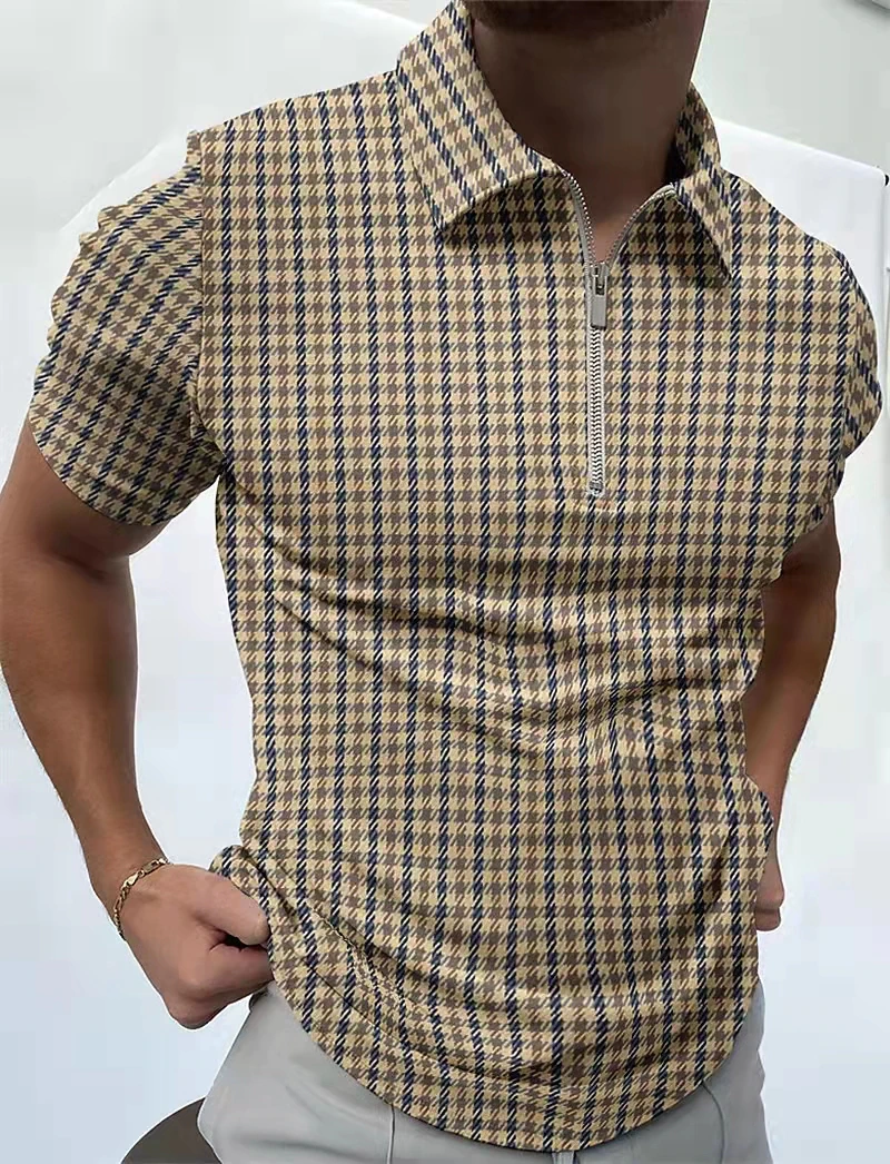 Thumbnail: 2022 Summer Plaid Men's Streetwear Fashion Patchwork Men Short Sleeve 