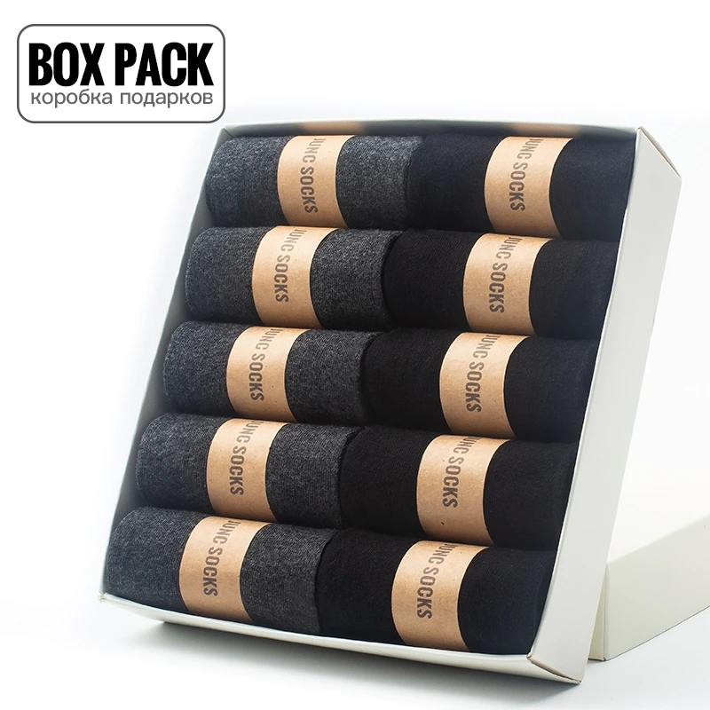Miniature : 10Pairs/Box Black Business Men Socks Soft Breathable Summer Winter 