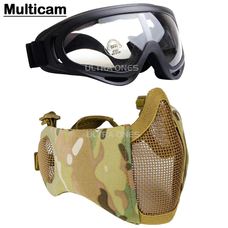 Thumbnail: Military Mask with Goggles Tactical Breathable Protective Army Camo Masks