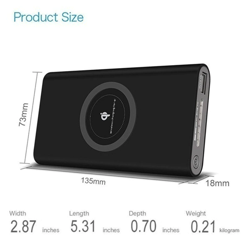 Thumbnail: 30000mAh Power Bank Wireless Mobile Charger USB Port Mobile Battery Pack 
