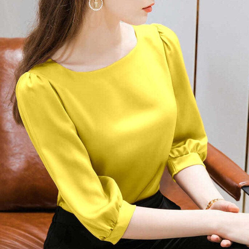 Thumbnail: Elegant Square Collar Loose Shirt Oversized Half Sleeve Fashion Woman Blouses