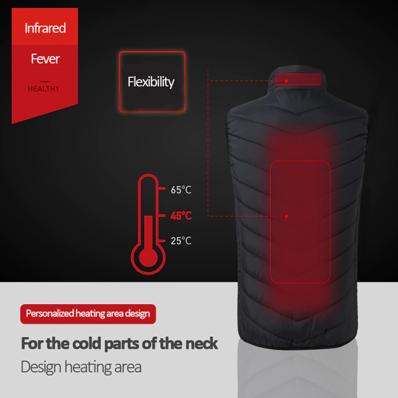 Thumbnail: USB Infrared Winter Electric Heated Vest Waistcoat For Sports Hiking