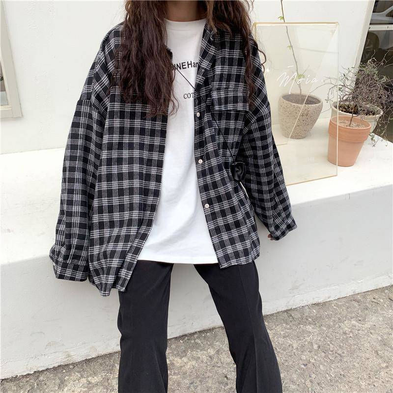 縮圖：Plaid Classic Loose 2XL Chic Korean Soft Shirt 