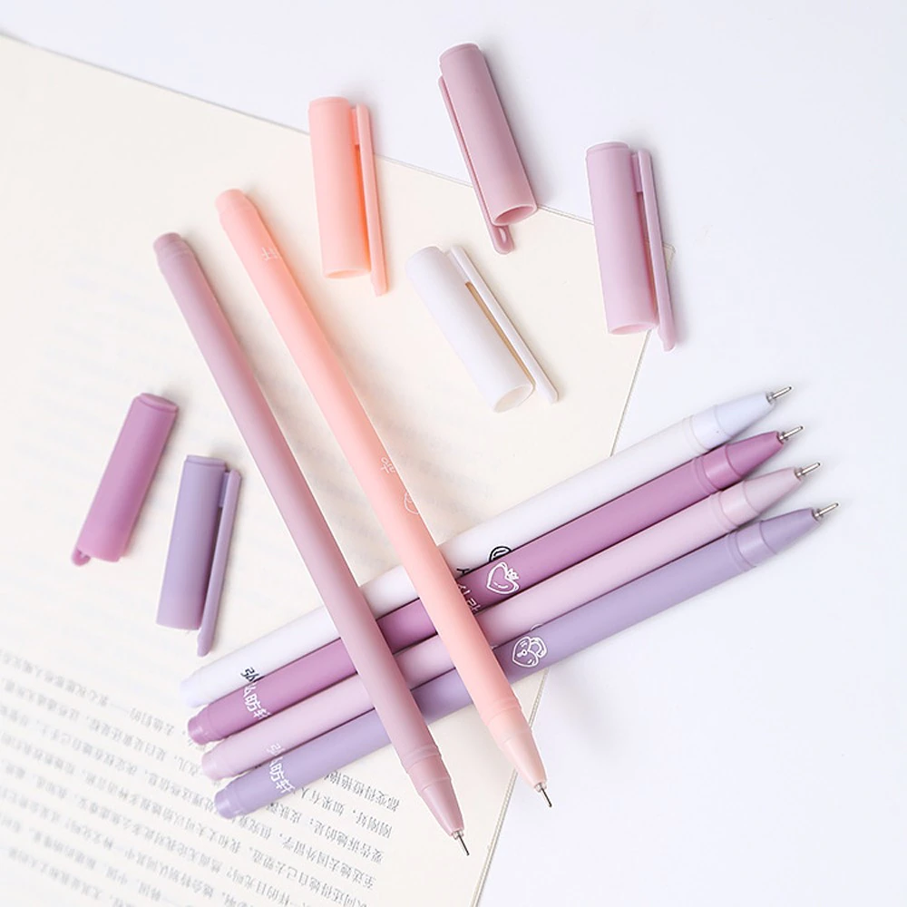 6 Pieces/Set Creative Morandi-color Signature Gel Pens Gifts Black Ink 0.5mm