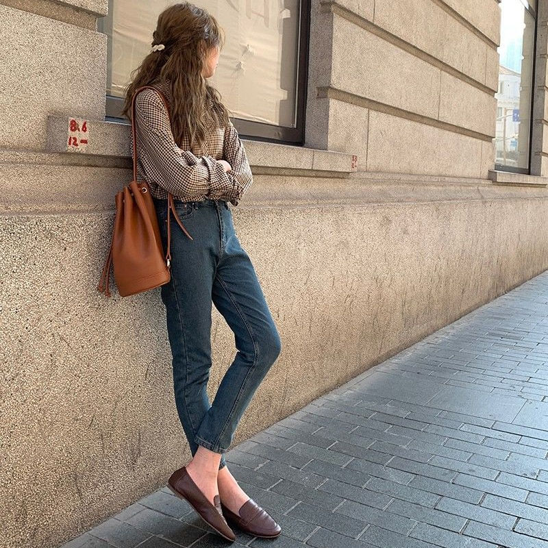 Thumbnail: Elegant Basic Classic Collar Retro Korean Style Long Sleeve Blouses 