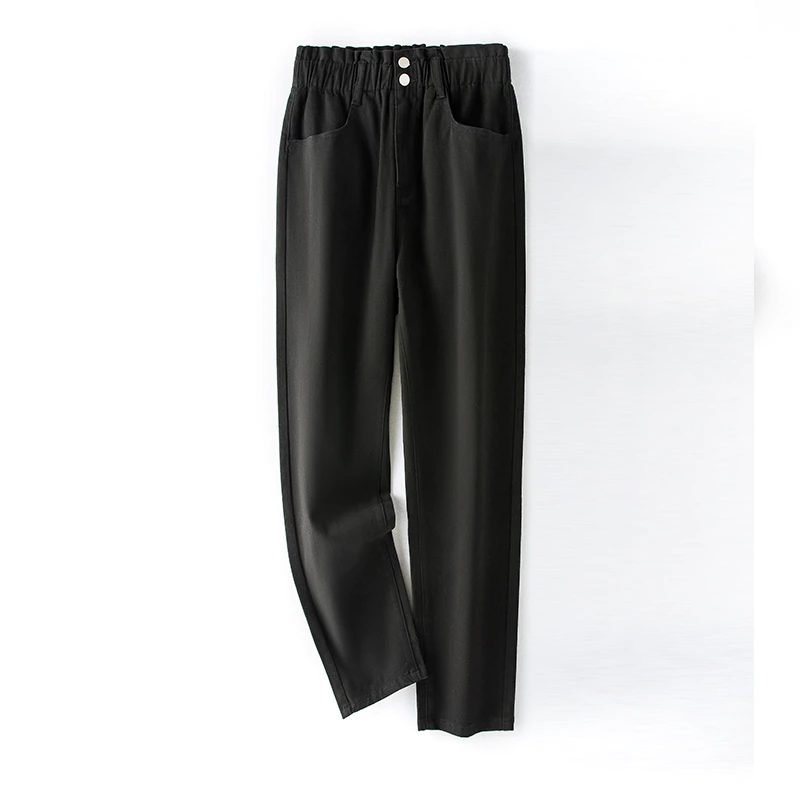縮圖：Elastic Waist High Thin Harem Loose button Pants