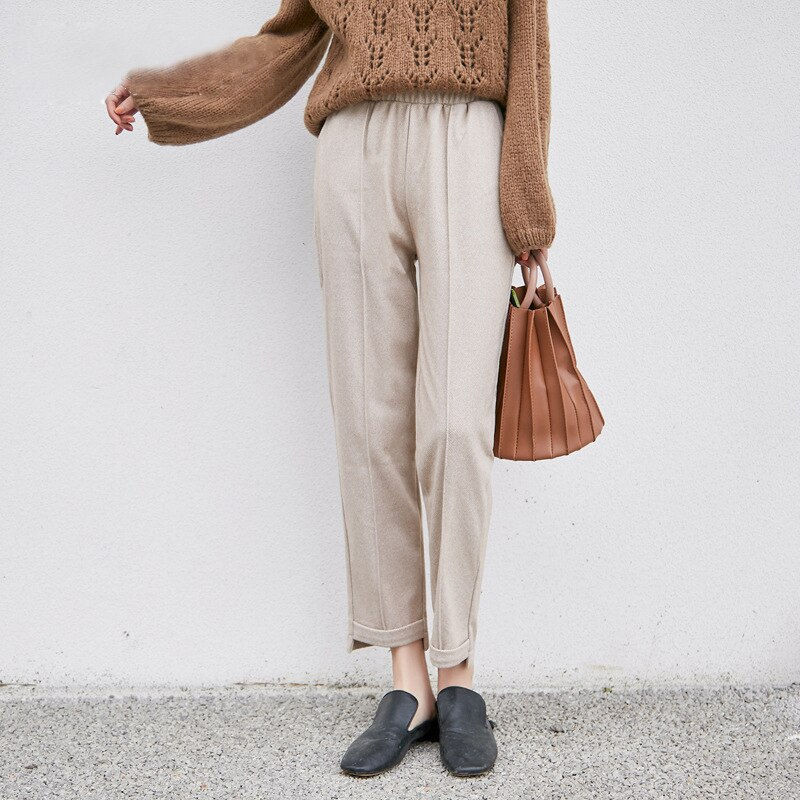 Thumbnail: Autumn Winter Ankle-length Thick Pants High Waist Harem Loose Warm Trousers 