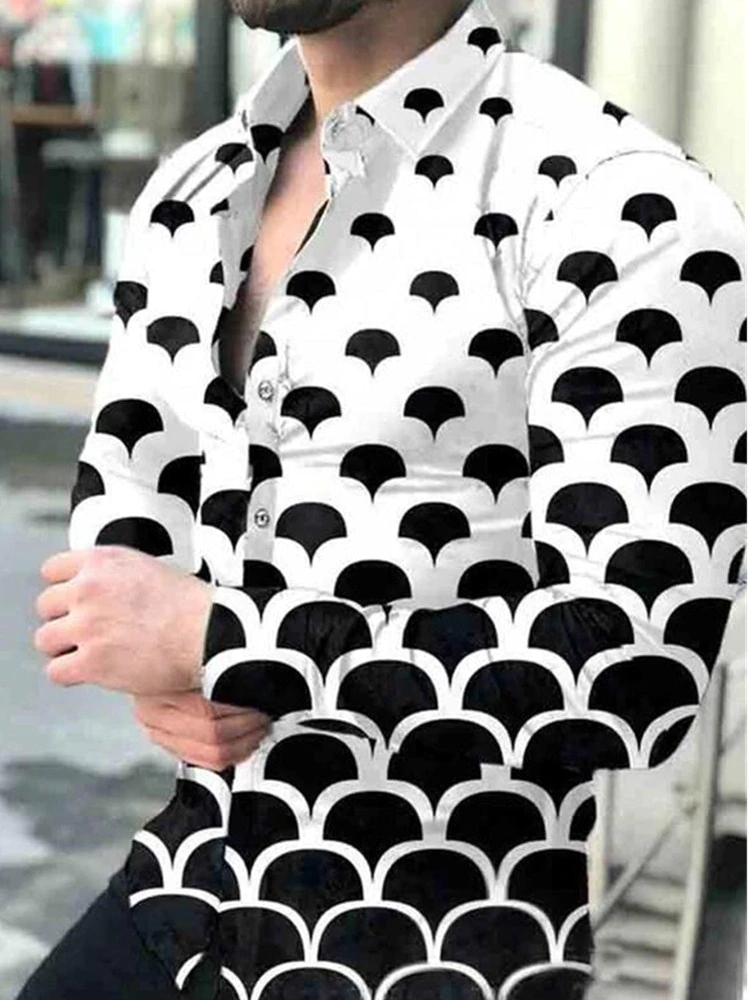 縮圖：Streetwear Men's Clothing Cardigan High-End Long Sleeve Dress Shirt