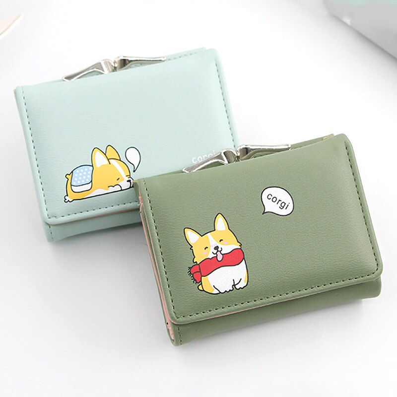 縮圖：Purses With Coin Pocket Women Small Wallets Cute Corgi Doge Design