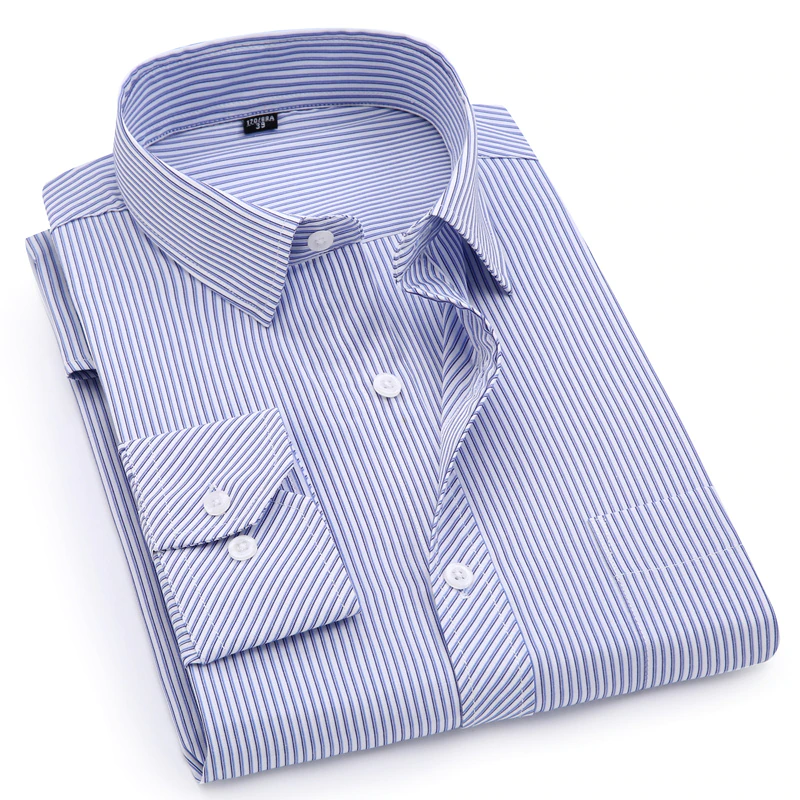Miniature :  Business Casual Long Sleeved Shirt Classic Striped Male Social Dress Shirts