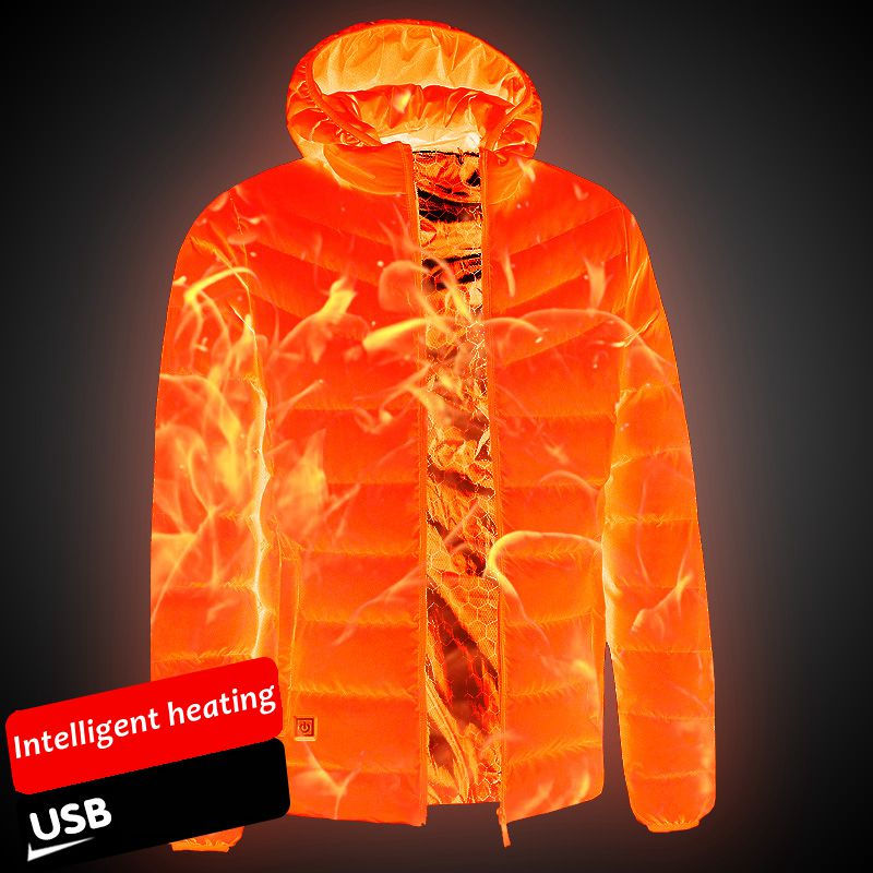 Thumbnail: Winter Thermal Hooded Heated Jackets Long Sleeve USB Electric Battery 