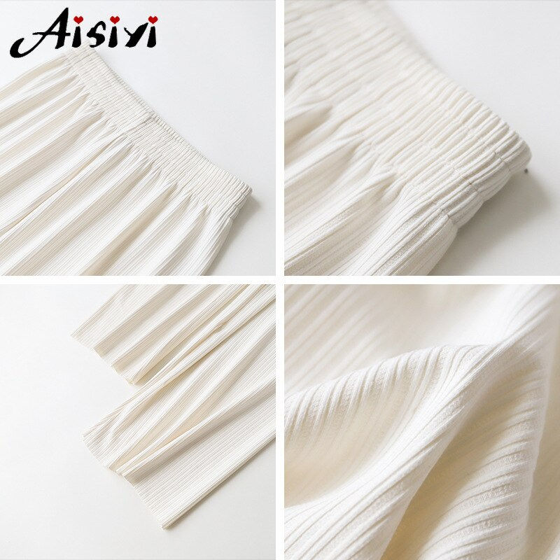 縮圖：High Quality Ice Silk High Waist Full-length Loose Long Wide-leg Pants