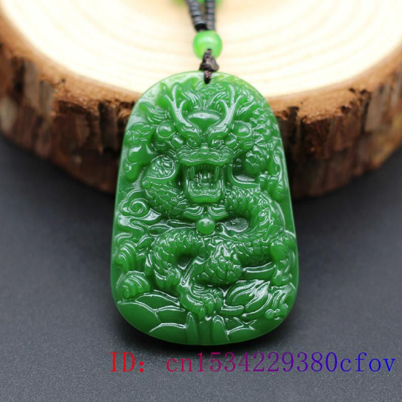 Green Jade Dragon Pendant Jadeite Fashion Amulet Carved