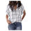 Miniature : Short Sleeve Shirts Loose Plaid Pocket V-Neck Shirts