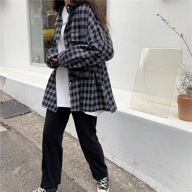縮圖：Plaid Classic Loose 2XL Chic Korean Soft Shirt 