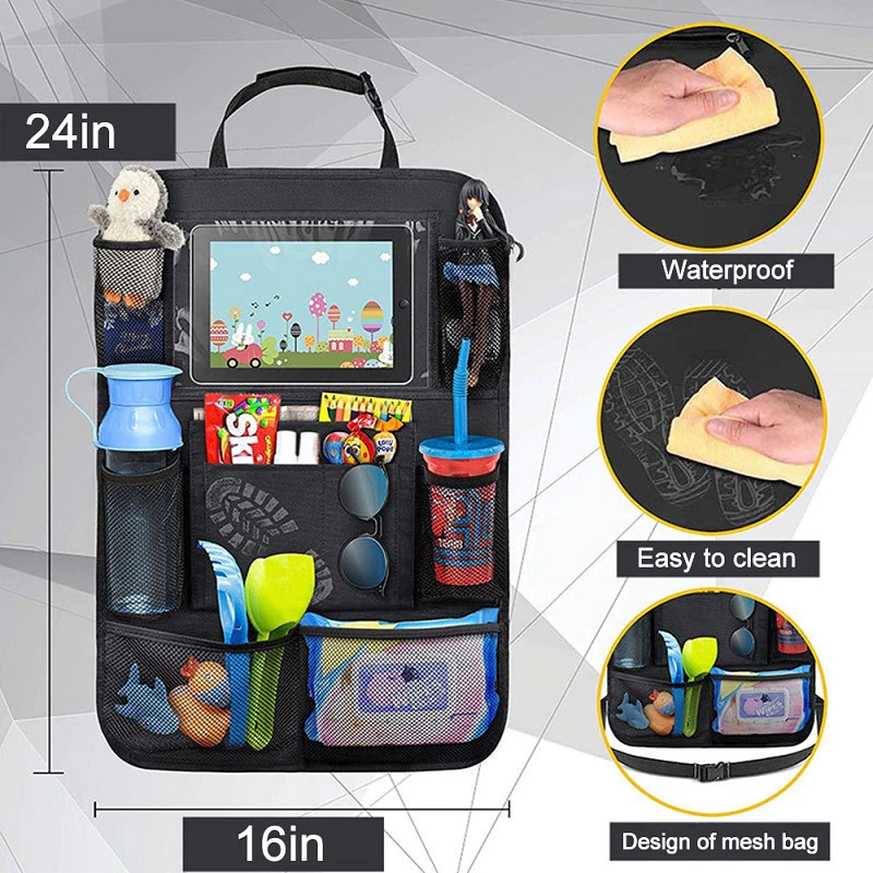 Thumbnail: Back Organizer Multi-Pocket Storage Tablet Holder Automobiles Interior Accessory