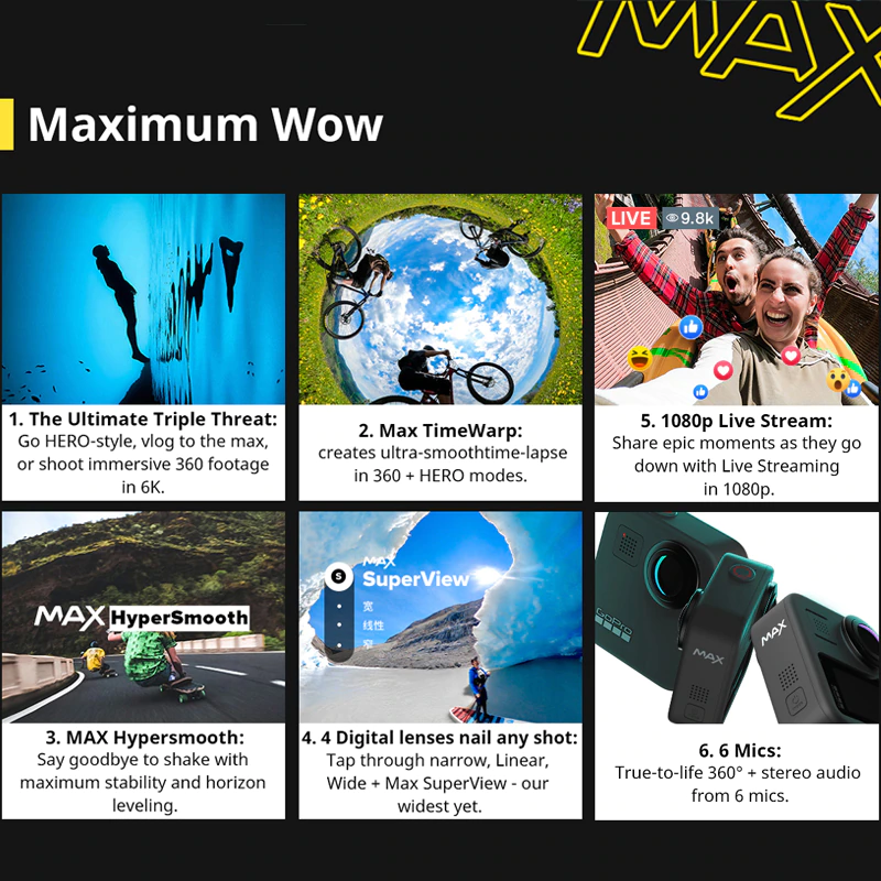 Thumbnail: GoProMAX 360 Action Camera with Touch Screen Photos Live Streaming Stabilization