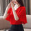 Miniature : Elegant V-Neck Butterfly Sleeve Tie Beading Loose Chiffon Summer Blouse
