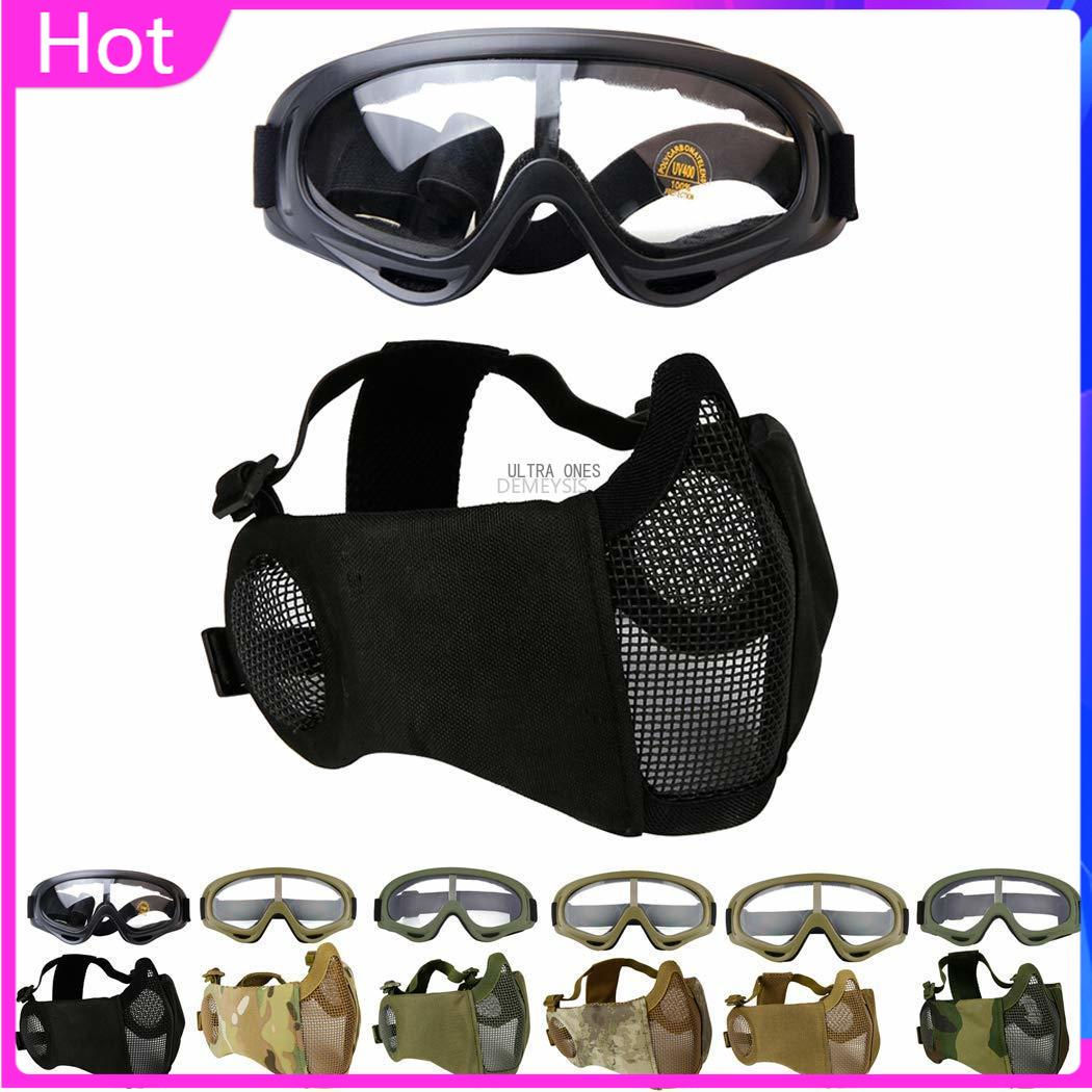 Military Mask with Goggles Tactical Breathable Protective Army Camo Masks