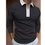 Thumbnail: Patchwork Striped Long Sleeve Tops Male Casual Zip-up Turn-down Collar Shirts 